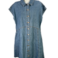 Universal Threads Women's Medium Wash Button Up Sleeveless Denim Midi Dress - L