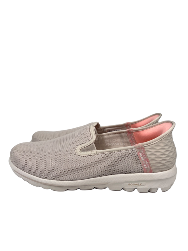 Skechers Women's Beige/Pink Go Walk Travel Fiji Slip On Shoes - 9 Wide image 5