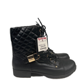 G By Guess Women's Black Quilted Side Zip Moto Combat Boots - 10