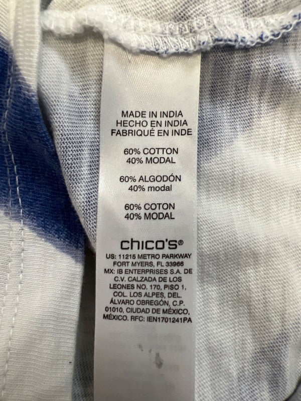Chico's Women's White/Blue Striped 3/4 Sleeve T-Shirt - 1/US M image 4