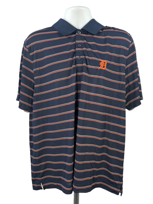 Cutter & Buck Men's Blue/Orange MLB Detroit Tigers Short Sleeve Polo Shirt - XL