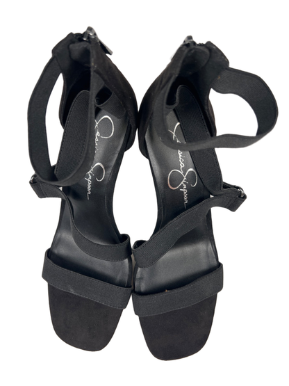 Jessica Simpson Women's Black Strappy Zip Back Open Square Toe High Heels - 8.5 image 3
