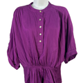 J Jill Women's Purple Cinched Waist Short Sleeve Button Up Blouse - XS