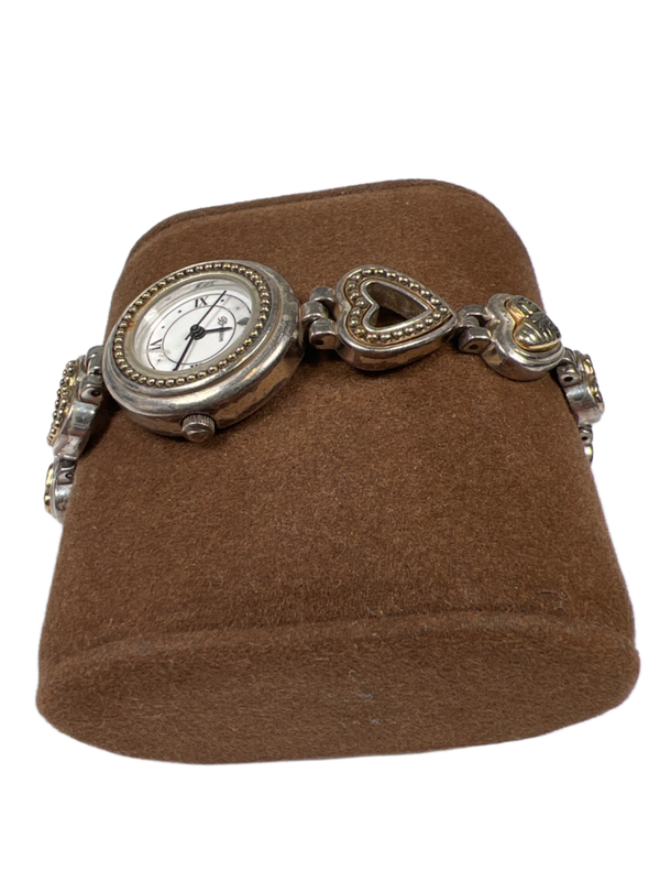 Brighton Women's Silver Two-Tone Heart Link Genoa Toggle Clasp Working Watch image 3