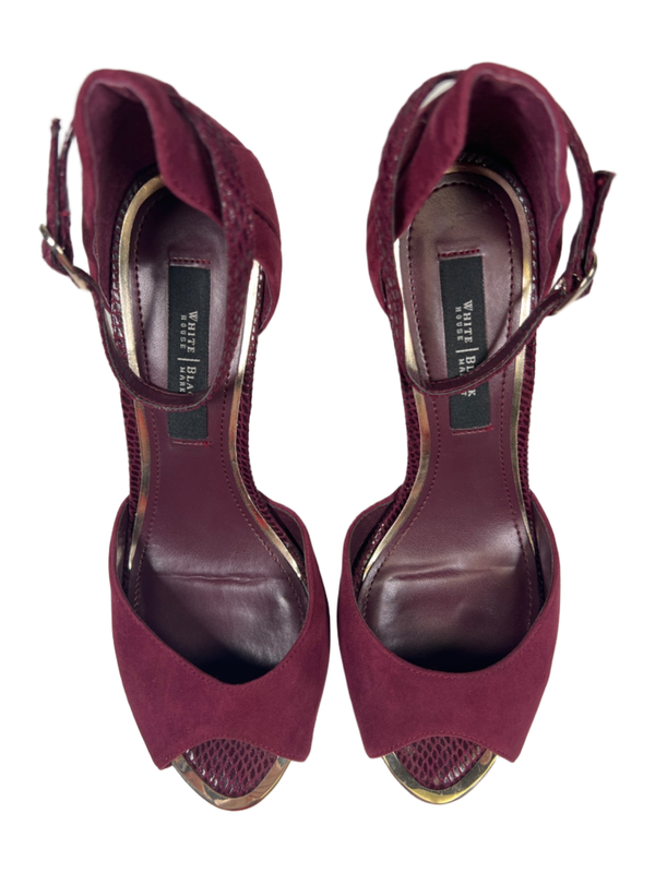 White House Black Market Women's Purple Suede Peep Toe Stietto Heels - 7.5 image 3