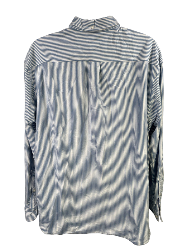Duluth Trading Men's Blue/White Stripped Relaxed Fit Button Up Shirt - 2XL image 2