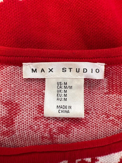Max Studio Women's Red/White Floral 3/4 Sleeve Sweater - M image 3