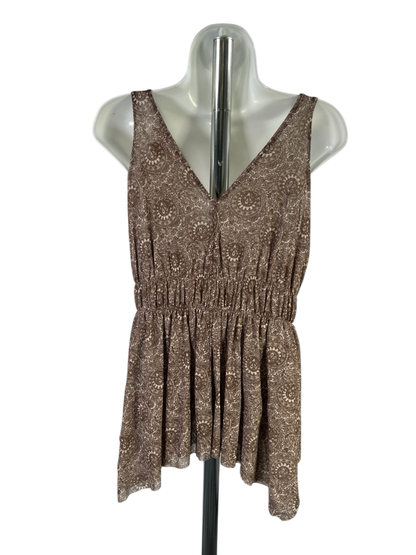Michael Kors Women's Brown Pleated Sleeveless V-Neck Blouse - M image 2