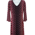 White House Black Market Women's Black Geometric 3/4 Bell Sleeve Midi Dress - XS