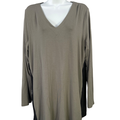 J.Jill Wearever Collection Women's Green/Black V-Neck Long Sleeve Shirt - L