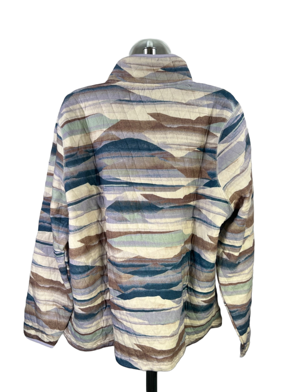 Orvis Women's Purple/Brown Quilted 1/4 Snap Pullover Sweatshirt - XL image 2