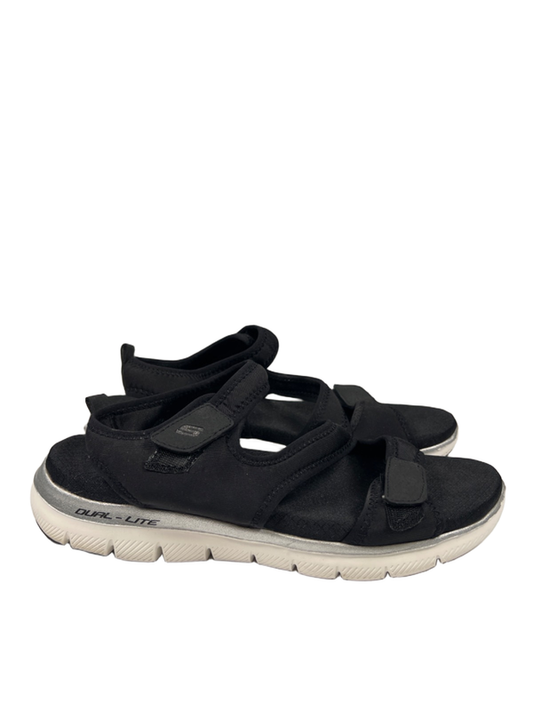 Skechers Women's Black Dual Lite Flex Appeal Memory Foam Sandals - 9