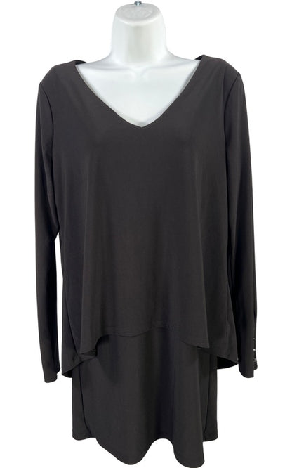White House Black Market Women’s Black Long Sleeve Layered Blouse - S image 2