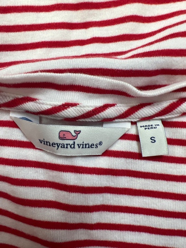 Vineyard Vines Women's Red/White Striped V Neck Short Sleeve Tee Shirt - S image 3