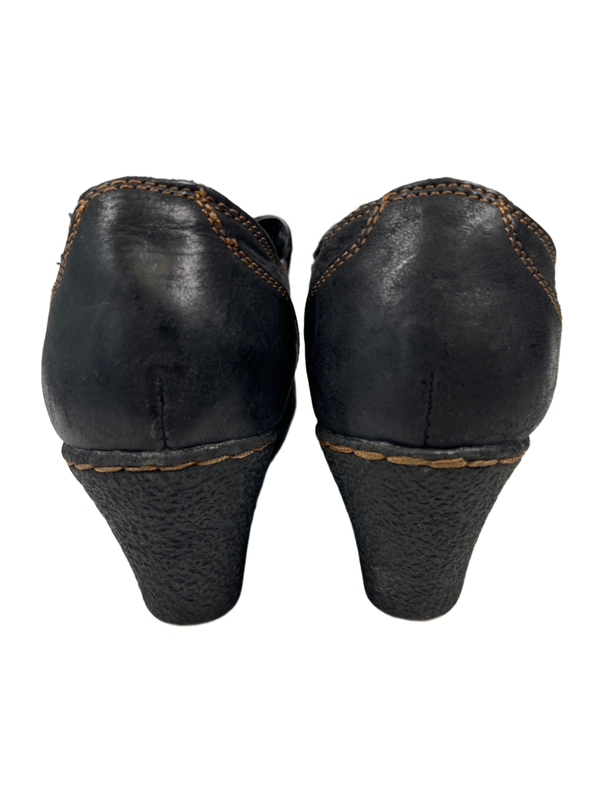 BOC Born Concept Women's Black Leather Slip On Wedge Peggy Clogs - 7.5 image 4