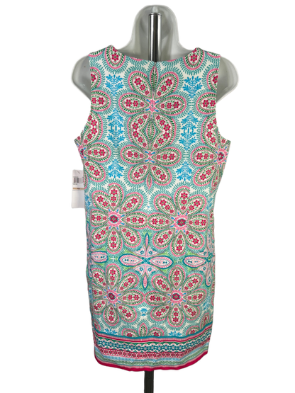 London Times Women's Pink/Blue Floral Sleeveless Shift Mini Dress - 12 image 2
