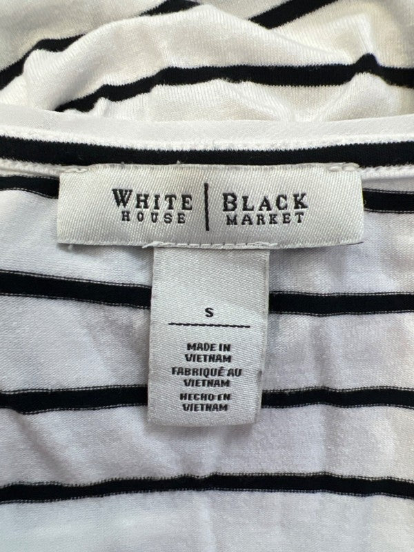 White House Black Market Women's White/Black Striped Short Sleeve Shirt - S image 3