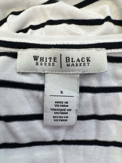 White House Black Market Women's White/Black Striped Short Sleeve Shirt - S image 3
