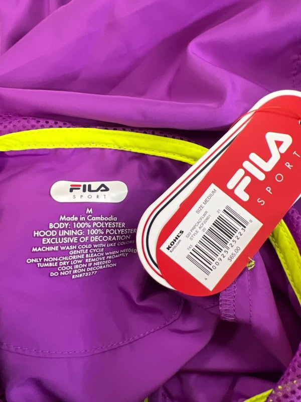 Fila Women's Purple/Green Zip Up Long Sleeve Athletic Windbreaker Jacket - M image 3