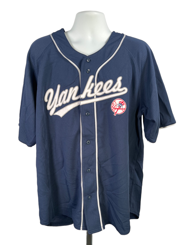 True Fan Men's Blue MLB New York Yankees Short Sleeve Baseball Jersey - 2XL