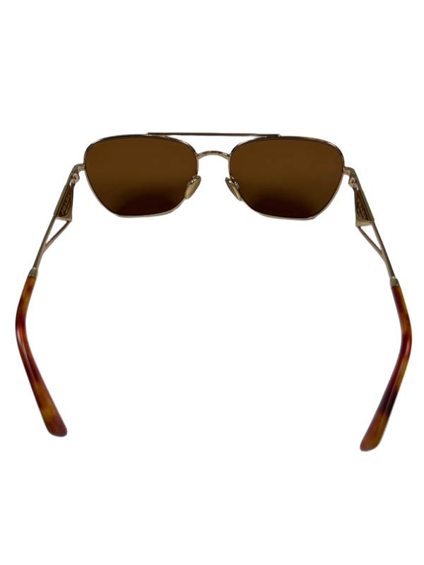 Prada Women's Gold-Tone Metal Frame W/ Dark Brown Lenses Sunglasses image 5