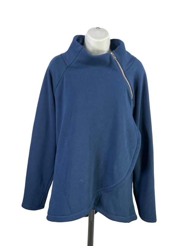 Athleta Women's Blue Cozy Karma Asym Hi-Low Long Sleeve Pullover Sweatshirt - L