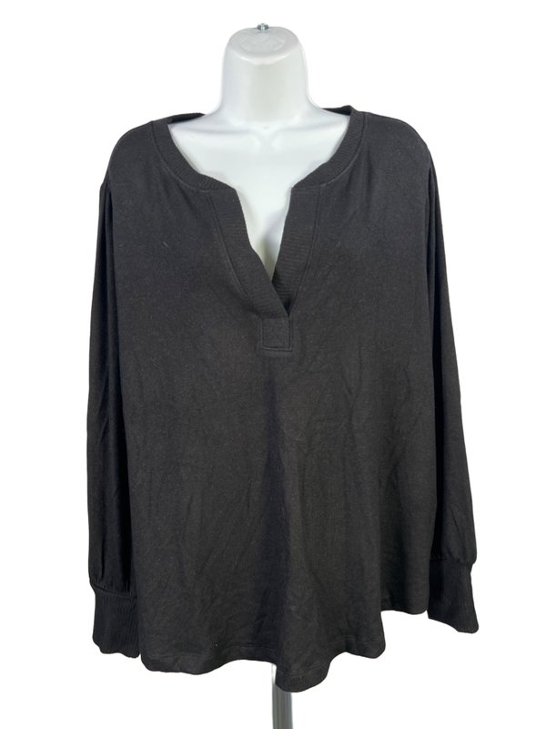 Buffalo David Bitton Women's Black Cozy V Neck Long Sleeve Sweater - XXL