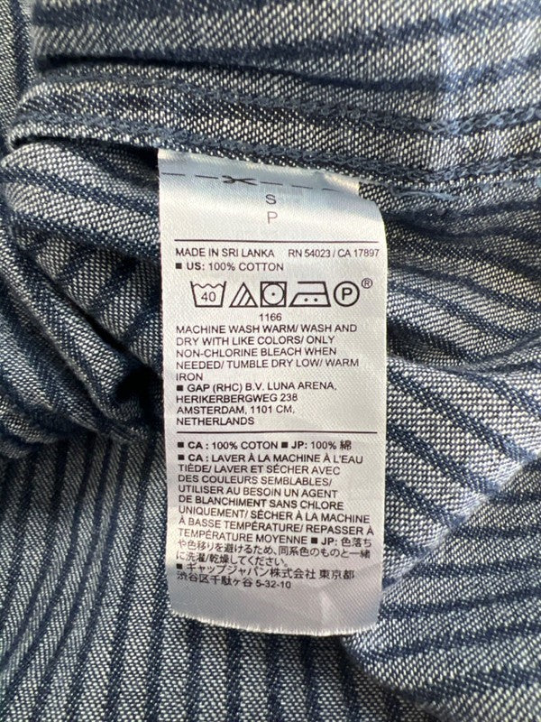 Banana Republic Women's Blue Chambray Western Striped Button Up Shirt - S image 4