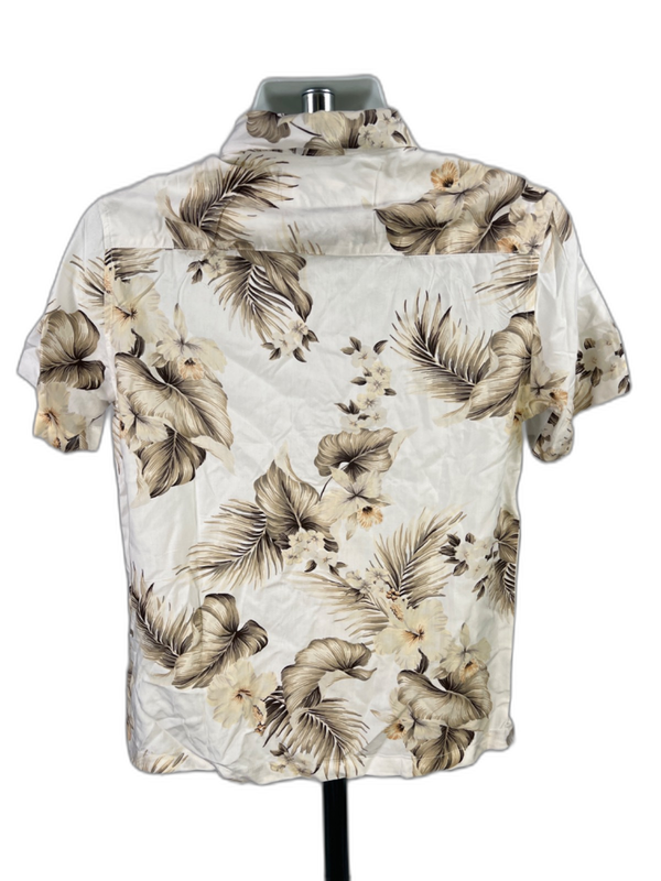 Aeropostale Men's White/Beige Hawaiin Short Sleeve Button Up Shirt - S image 2