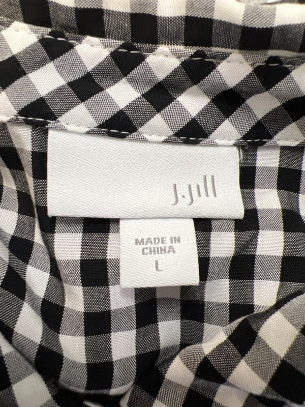 J Jill Women's Black/White Checkered Long Sleeve Button Up Shirt - L image 3