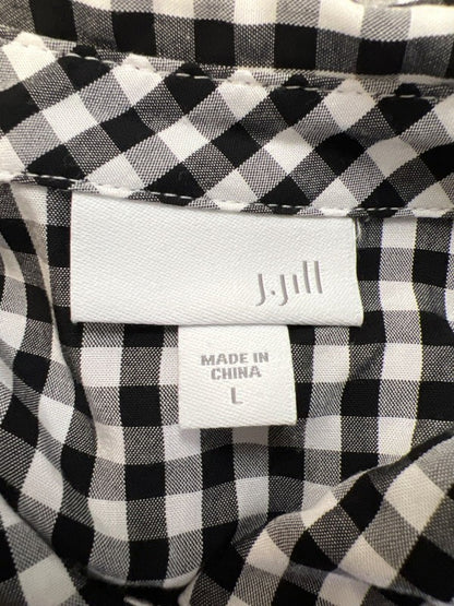 J Jill Women's Black/White Checkered Long Sleeve Button Up Shirt - L image 3