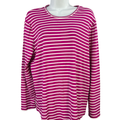 Chico's Women's Purple/White Striped Cotton Long Sleeve Tee Shirt - 3/US XL