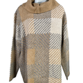 Coldwater Creek Women's Gray/Tan Knit Long Sleeve Cowl Neck Sweater - XL