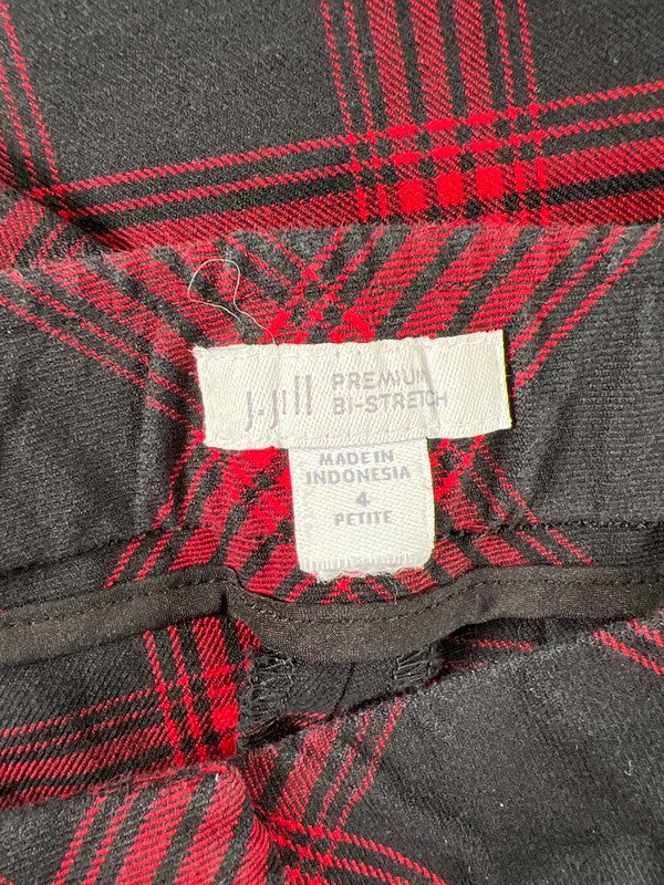 J.Jill Women’s Red/Black Holiday Plaid Bi-Stretch Straight Leg Pants - 4 Petite image 3