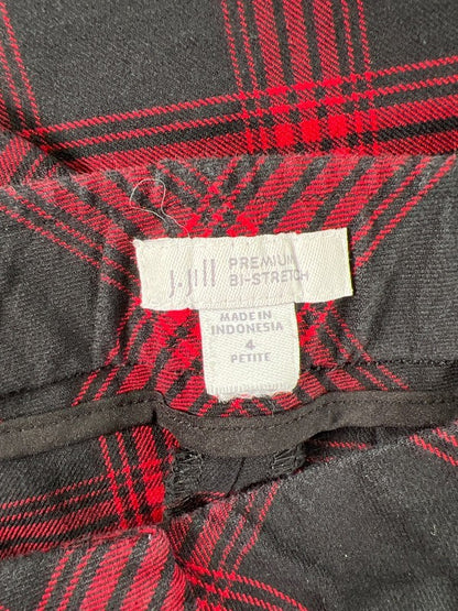 J.Jill Women’s Red/Black Holiday Plaid Bi-Stretch Straight Leg Pants - 4 Petite image 3