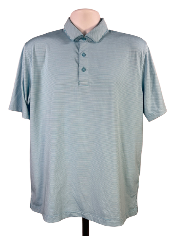 Callaway Men's Aqua Blue Sriped Short Sleeve Opti Dri Golf Polo Shirt - M