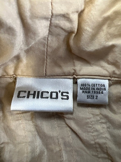 Chico's Women's Beige/Brown Textured 1/2 Sleeve Jacket - 2/US L image 3