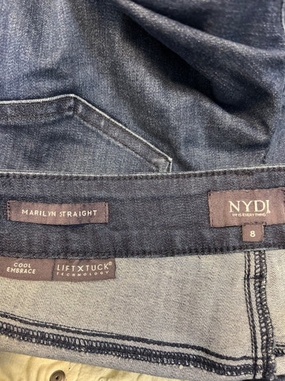 NYDJ Women's Dark Wash Marilyn Straight Cool Embrace Distressed Denim Jeans - 8 image 3