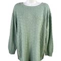 Coldwater Creek Women's Green Knit Long Sleeve Side Button Sweater - L Petite