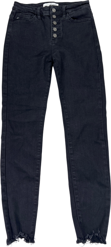 KanCan Women’s Black Fringe Ankle Button Fly Skinny Jeans - 3/25