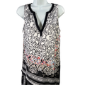 White House Black Market Women's Black/White Sleeveless V-Neck Hi-Low Blouse - 4