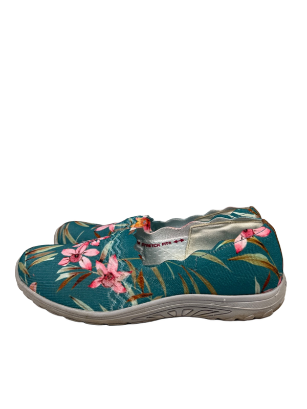 Skechers Women's Blue/Pink Floral Scallop Trim Slip On Shoes - 9 Wide image 5