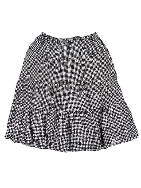 Madden Girl Women's Black/White Checkered Stretch Midi Skirt - L
