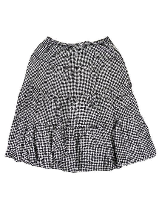 Madden Girl Women's Black/White Checkered Stretch Midi Skirt - L