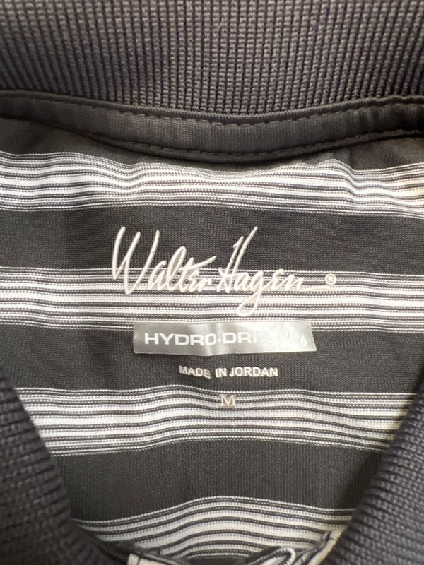 Walter Hagen Men's Gray Striped Hydro-Dri Short Sleeve Golf Polo Shirt - M image 3