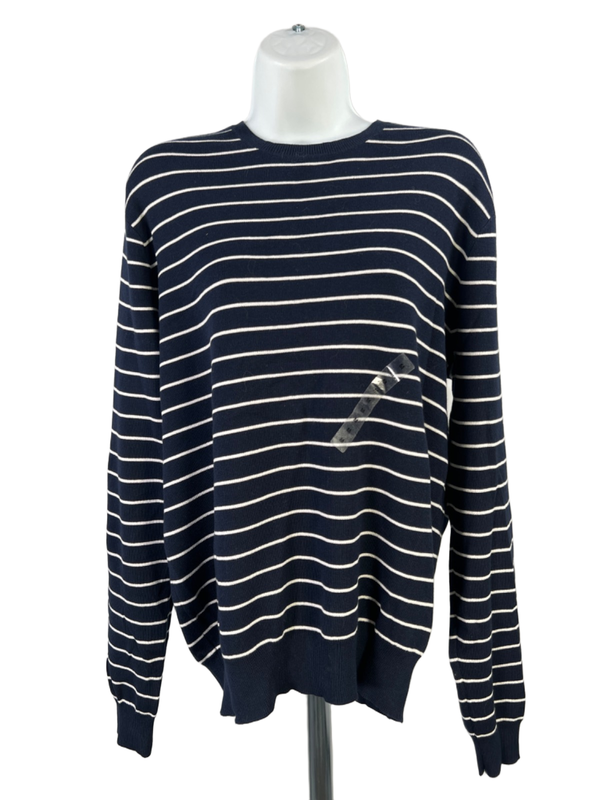 Polo Ralph Lauren Women's Blue/White Striped Knit Long Sleeve Sweater - M