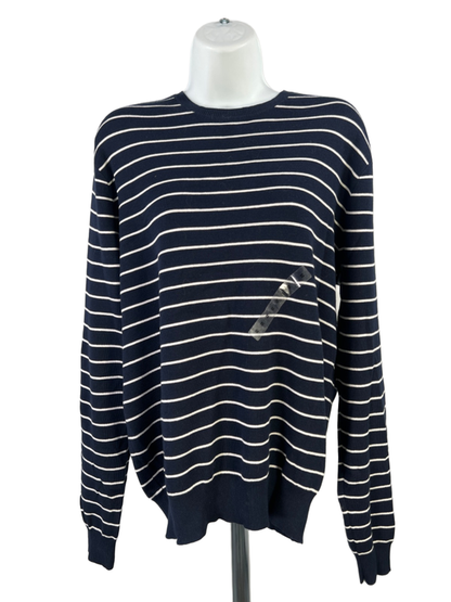 Polo Ralph Lauren Women's Blue/White Striped Knit Long Sleeve Sweater - M