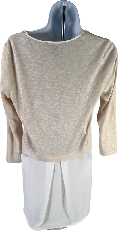 White House Black Market Women’s Beige 3/4 Sleeve Tunic Shirt - S image 2