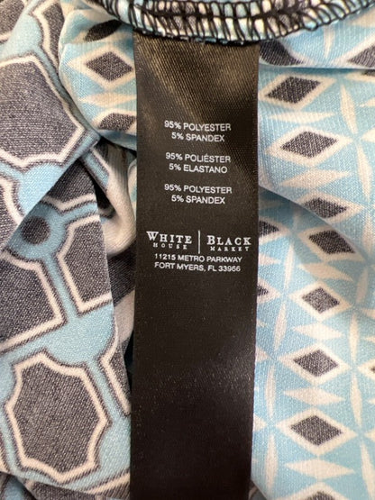 White House Black Market Women's Blue Geometric Belted Cover Up Mini Dress - M image 4