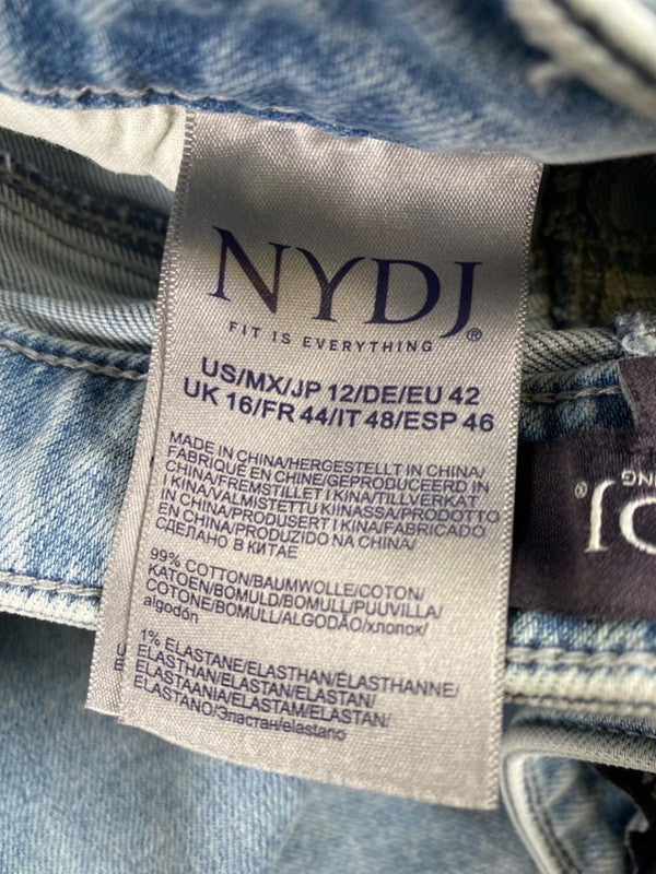 NYDJ Women's Light Wash Distressed Teresa Wide Leg Jeans - 12 image 4